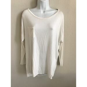 EUC Women’s Opium White Long Sleeve Lightweight Top Blouse with Pocket One Size